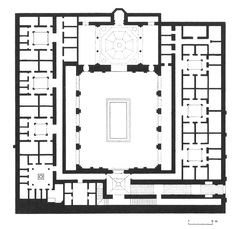 Floor plan of Ben Youssef Madrasa ground floor in Marrakesh showing architectural layout