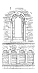 Architectural drawing of an arcature from Le Mans Cathedral