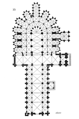 Architectural plan of the Romanesque nave and transepts of Le Mans Cathedral