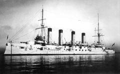 Imperial Russian armoured cruiser Bayan docked at Toulon in early 1903