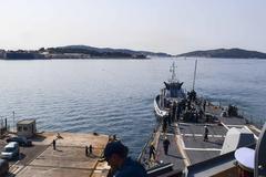USS Ross guided-missile destroyer arriving in Toulon port France