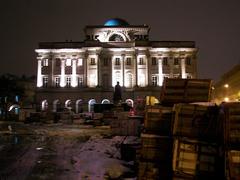 Staszica Palace in Warsaw, historic architecture with cloudy sky