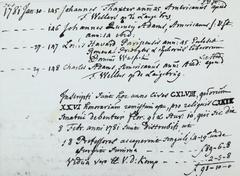 John Quincy Adams student registration at Leiden University January 1781