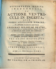 Doctoral dissertation of Ukrainian Stepan Fialkouski defended in 1765 at Leiden University