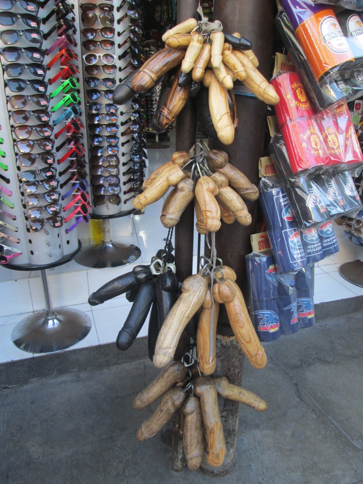 Handcrafted human penis shaped bottle-openers and key-chains in Kuta Bali