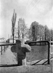Ancient stone crosses in Löbau, Saxony, from 1928 black and white photograph