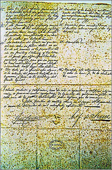 Page of the Ayacucho Capitulation document