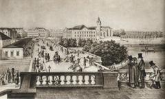 Norrbro bridge in Stockholm in the 1840s with Lars Johan Hierta in the foreground