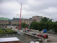 Norrbro bridge renovation in 2009 with scaffolding and construction equipment