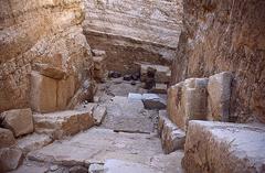 Bottom of the shaft cut into the center of the North face of Djedefre's Pyramid