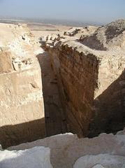 Top view of the shaft cut into the remains of Djedefre's Pyramid