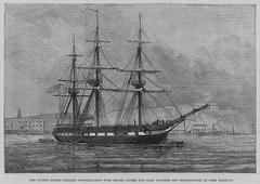 The United States Frigate Constellation with relief supplies off Haulbowline in Cork Harbour