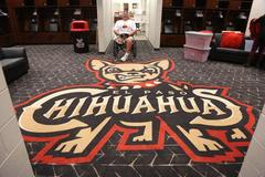 U.S. Army 1Lt. Christopher Parks touring the locker room of the Southwest Stadium, El Paso, Texas, during Army Trials 2015