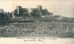 View of Salonique citadel and Turkish cemetery in the foreground, circa 1918
