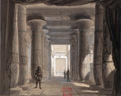 Set design for Act 1 tableau 2 'Temple of Vulcan' in Verdi's opera Aida at Cairo Opera House 1871