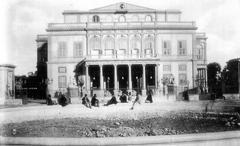 Early photograph of Khedivial Opera House exterior and Opera Square before Ibrahim Pasha statue
