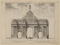 Engraving of the Arc de Triomphe de Louis XIV at Porte Saint-Antoine in Paris by Sébastien Leclerc