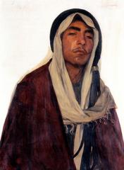 Painting by Jozef Israëls depicting a group of people in traditional clothing