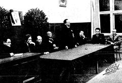 Mourning ceremony of Matatiahu Szohem with people gathered around