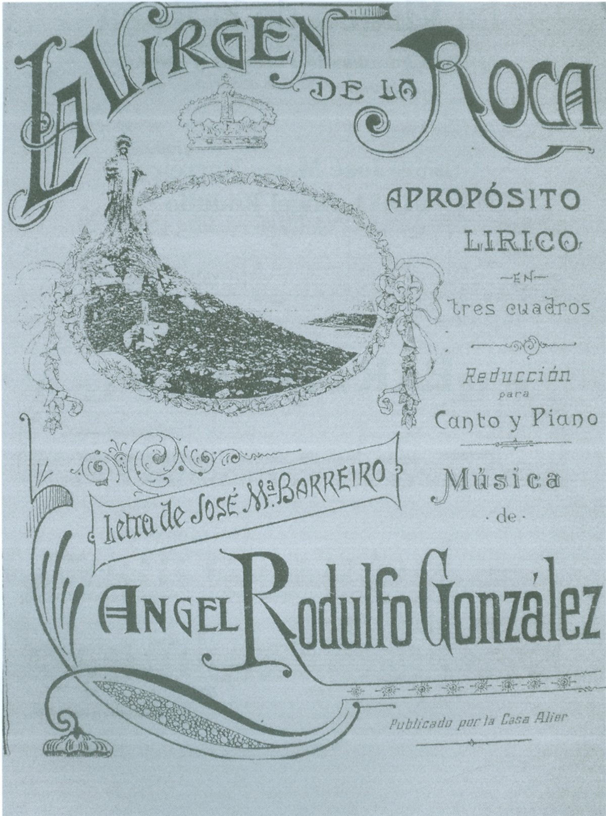Cover of La Virgen de la Roca musical score with lyrical artwork