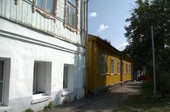 Scenic view of historic buildings and golden-domed church in Suzdal, Vladimir Oblast, Russia in July 2016