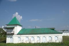 Summer view of Suzdal town with traditional Russian architecture and blue sky