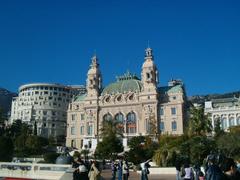 Back view of Casinò di Monte Carlo with lush gardens