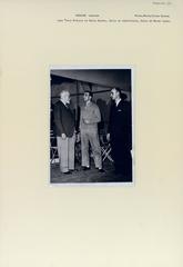 Portraits of Henri Matisse, Leonide Massine, and Boris Kochno in a rehearsal room at the Monte Carlo Opera