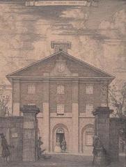 Hyde Park Barracks building in Sydney drawn by Hardy Wilson in 1914