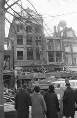 Demolition after fire at Rembrandtsplein on January 8, 1969, black and white photo