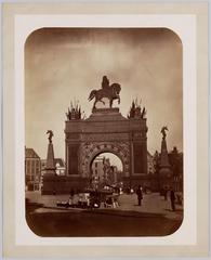 Triumphal arch at Rembrandtplein celebrating King Willem III's 25th reign anniversary, May 1874
