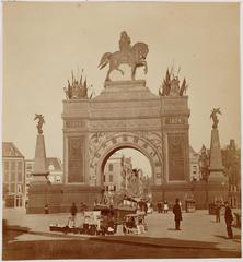 1874 photograph of Rembrandtplein in Amsterdam during the 25th anniversary of King Willem III's reign