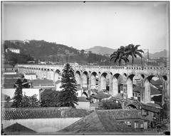 Aqueduto da Carioca or Arcos da Lapa historical aqueduct in Rio de Janeiro Brazil under clear sky