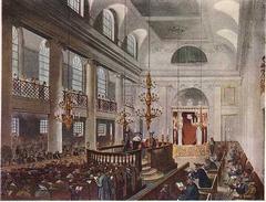 Engraving of the Great Synagogue of London at Duke's Place, Houndsditch from Microcosm of London, 1810