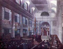 Historical illustration of Synagogue in Duke's Place, Houndsditch, London