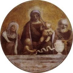 Correggio painting of the Holy Family with Saints Elizabeth and John the Baptist