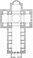 Floorplan of Sant' Andrea church in Mantua, showcasing Renaissance architecture layout