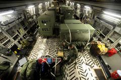 U.S. Air Force C-17 Globemaster III loaded with cargo for Haiti earthquake relief efforts at MacDill Air Force Base