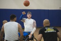 Recovering U.S. service members wheelchair basketball training MacDill Air Force Base 2016 Invictus Games