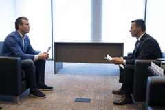 Secretary of Defense Pete Hegseth meeting Colombian Minister of Defense Pedro Sánchez in Tampa Florida