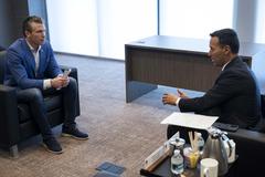 Secretary of Defense Pete Hegseth and Colombian Minister of Defense Pedro Sánchez during bilateral exchange at MacDill Air Force Base, Tampa, Florida, May 6, 2025