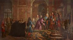 Louis XIV of France receiving reconciliation from Doge Francesco Maria Imperiale Lercari of Genoa on May 15, 1685