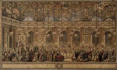 18th century masked ball painting by Nicolas Cochin
