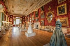 Interior view of the ornate gallery inside Harewood House in Leeds, Yorkshire, England