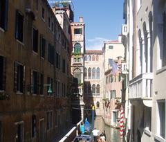 View of Rio de la Verona canal leading towards Rio San Luca in Venice