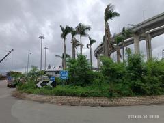Stonecutters Bridge and Tsing Sha Highway flyover at Stonecutters Island Container Port Road South in Hong Kong in June 2024