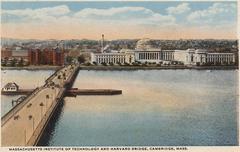 Harvard Bridge over Charles River with early Massachusetts Institute of Technology campus between 1916 and 1924