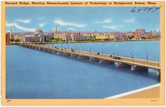 Harvard Bridge with Massachusetts Institute of Technology buildings in the background across the Charles River in Boston Massachusetts