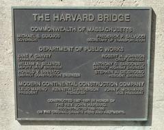 Memorial plaque for reconstruction of Harvard Bridge in Boston Massachusetts