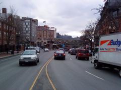 Harvard Square at the intersection of Massachusetts Avenue and Peabody Street